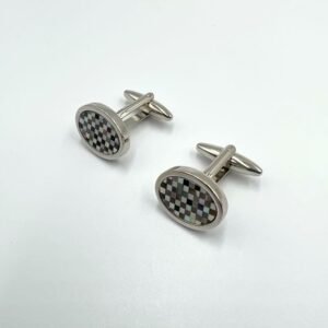 Vintage Oval Multicolor Check Cufflinks