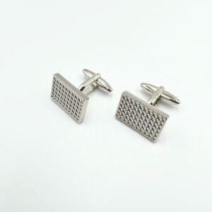 Rectangle Studded Silver Cufflinks