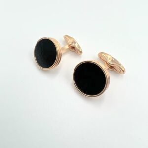 Rose Golden With Black Classic Steel Cufflinks