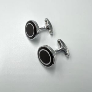 Silver Cufflinks With Black Studds