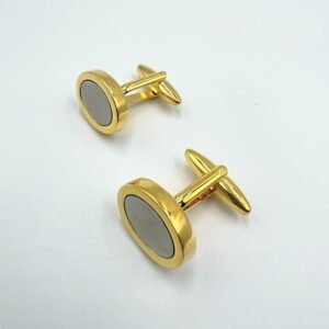 Golden Cufflinks With Silver Finish Without Stones
