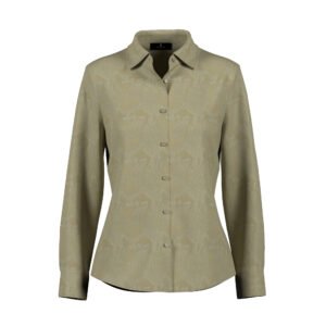 SANDY BEIGE SILK LONG SLEEVED TOP