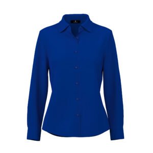 BLUE SILK LONG SLEEVED TOP