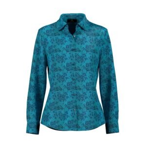 BLUE SILK LONG SLEEVED TOP