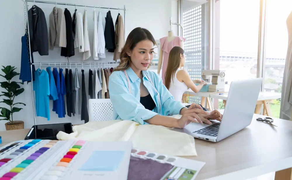 Modern bespoke tailoring experience combining in-person fittings with digital client communication